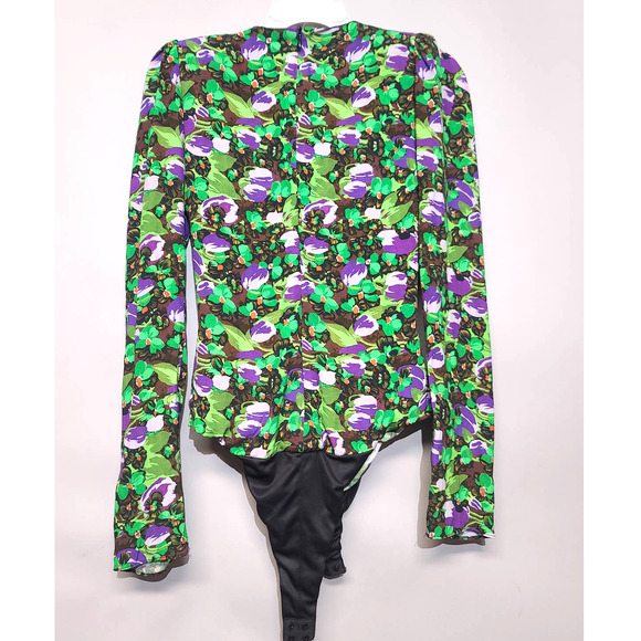 Zara Floral Suplice Neck Bodysuit NWT Size Small - Picture 2 of 4